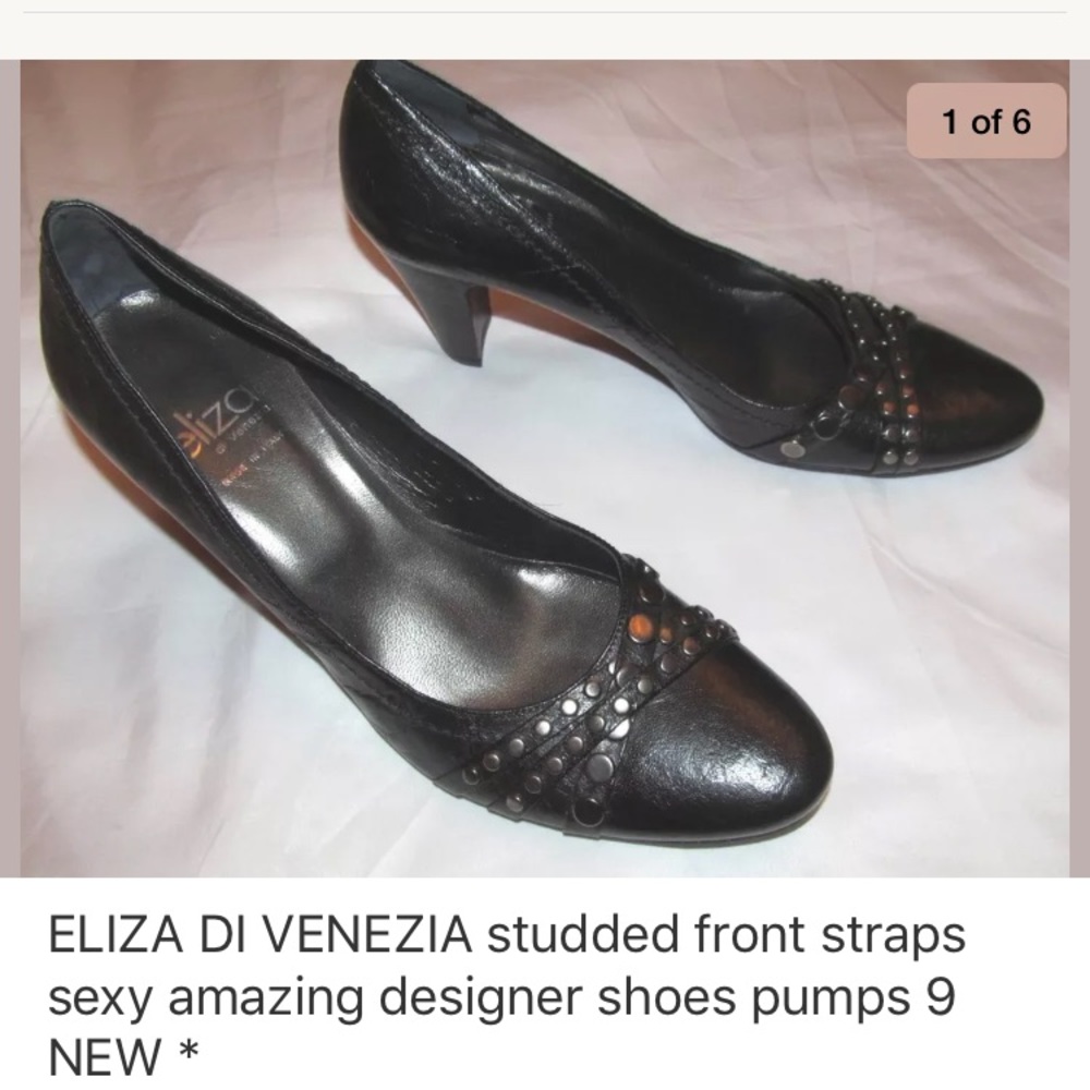 ELIZA DE VENEZIA studded round toe pumps shoes 9
